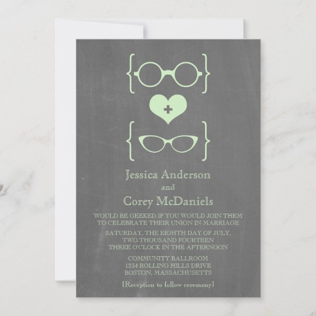 Convite de casamento de quadro negro para os óculo (Frente)