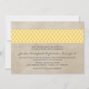 Convite de casamento de Quatrefoil Russo Amarelo