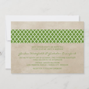 Convite de casamento de Quatrefoil Russo Verde