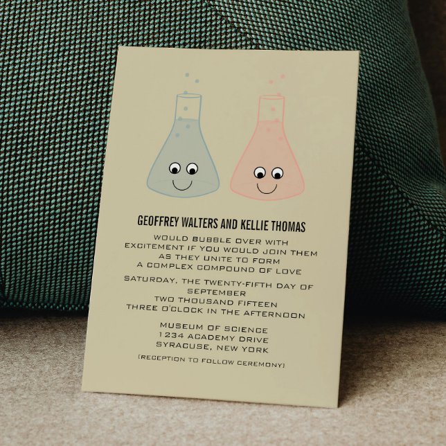 Convite de casamento de Química Cóta Vertical (Cute Chemistry Wedding Invitation)