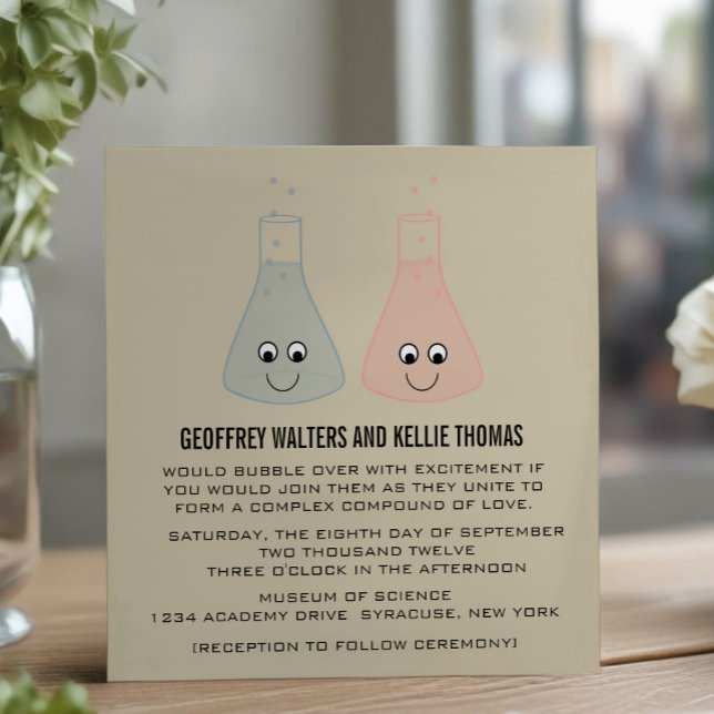 Convite de casamento de Química Fofa (Cute Chemistry Wedding Invite)