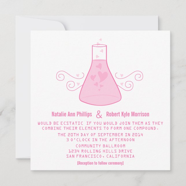 Convite de casamento de Química Rosa (Frente)
