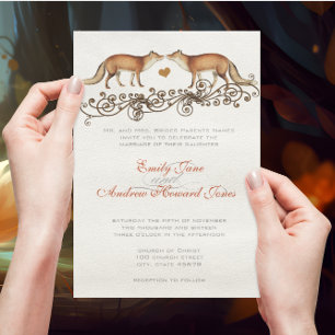Convite De Casamento De Raposas Vintage
