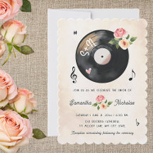 Convite De Casamento De Registro De Vinilo Floral 