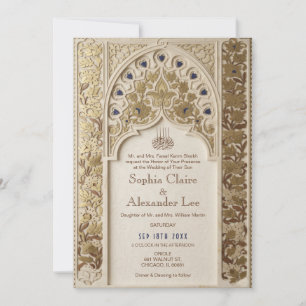 Convite de Casamento de Renda com Motivo Islâmico