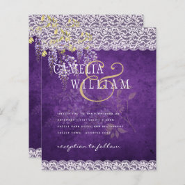 CONVITE DE CASAMENTO de rendas plorais roxas da Wi
