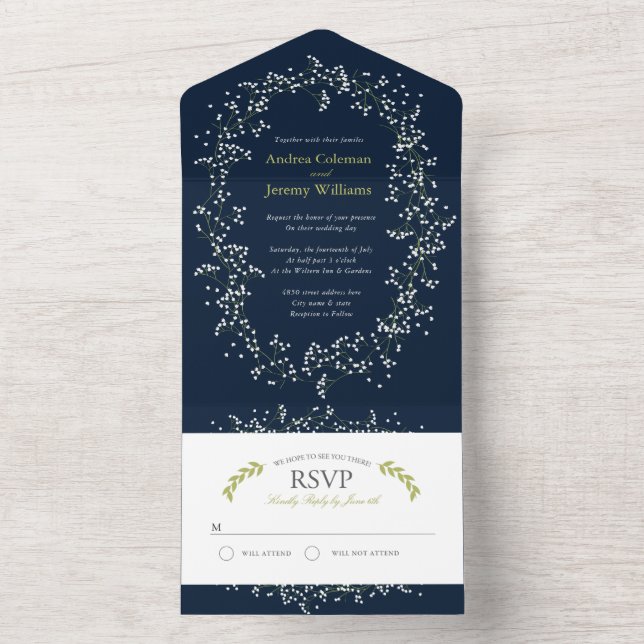 Convite de casamento de respiração do doce bebê (Inside)