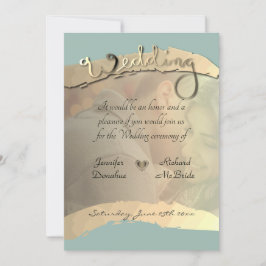 Convite De Casamento De Retrato Com ouro Com Véu