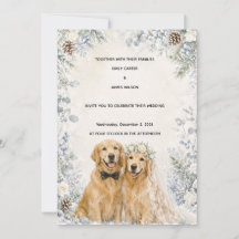 Convite de Casamento de Retriever Dourado para Inv