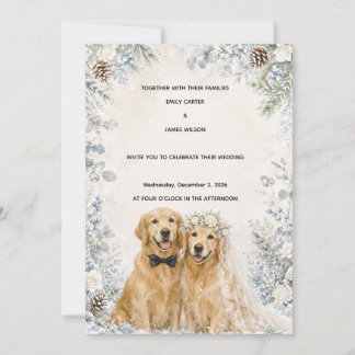 Convite de Casamento de Retriever Dourado para Inv