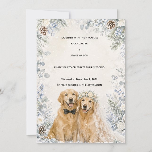 Convite de Casamento de Retriever Dourado para Inv (Frente)