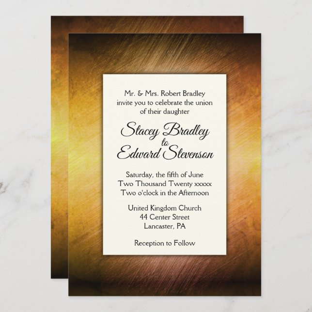 Convite de Casamento de Risco Amarelo 2 (Frente/Verso)