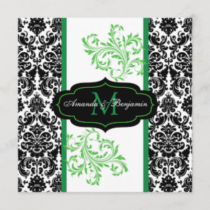 Convite de casamento de rolagem preto, branco, ver