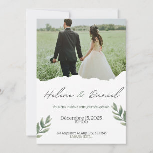 Convite De Casamento De Romance Floral Elegante