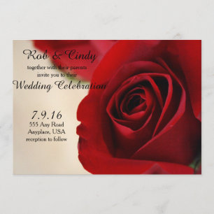 Convite de casamento de rosa