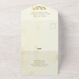 Convite De Casamento De Rosa All-In-One Antiquado
