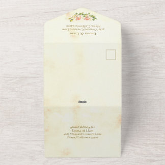 Convite De Casamento De Rosa All-In-One Antiquado
