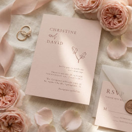 Convite de casamento de rosa boêmia minimalista