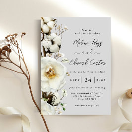 Convite De Casamento De Rosa Branca Elegante Rose 