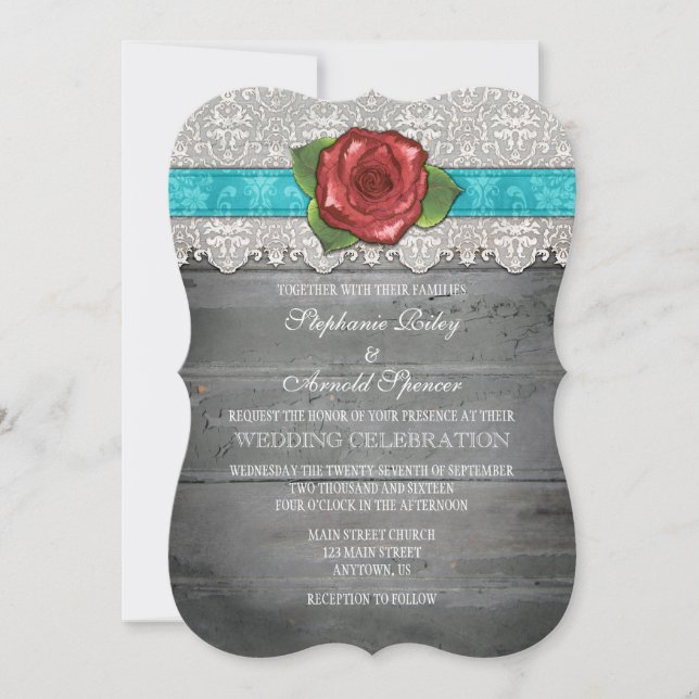 Convite de casamento de Rosa de madeira russa de C (Frente)