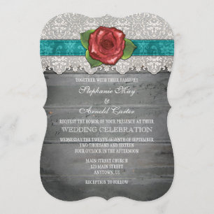 Convite de casamento de Rosa de Madeira Rústica d