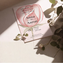 Convite de Casamento de Rosa em Aguarela Rosa Bege