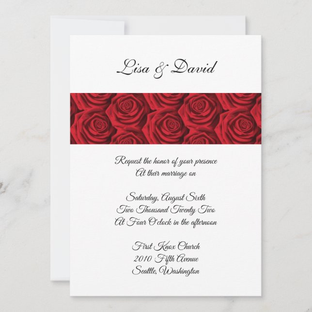 Convite de Casamento de rosa vermelha (Frente)