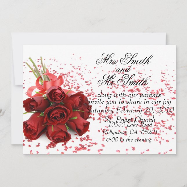 Convite de Casamento de rosa vermelha (Frente)
