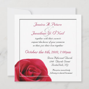 Convite de casamento de Rosa vermelha