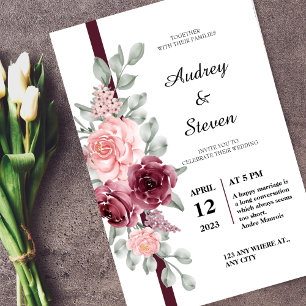Convite de Casamento de Rosa vermelha Rosa