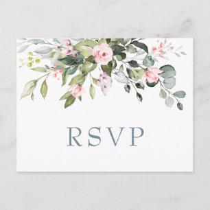 Convite de Casamento de Rosas Bege com Verde de Eu