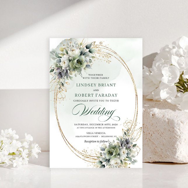 Convite de casamento de rosas brancas boho elegant (Pretty boho white roses wedding invitation)