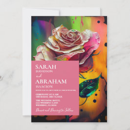 Convite de Casamento de Rosas Cor-de-Rosa Modernas
