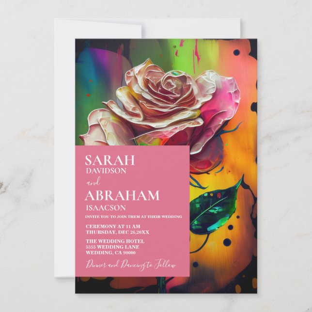 Convite de Casamento de Rosas Cor-de-Rosa Modernas (Frente)