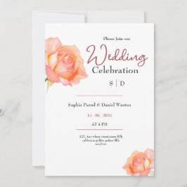 Convite de casamento de rosas de blush de pêssego 