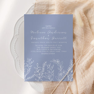 Convite de Casamento de Rosas de Flores Periwinkle