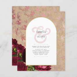 Convite de casamento de Rosas vermelhas Botânicas 