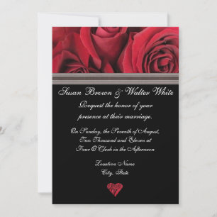 Convite de Casamento de Rosas vermelhas com Faixa 