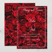 Convite de casamento de rosas vermelhas elegantes