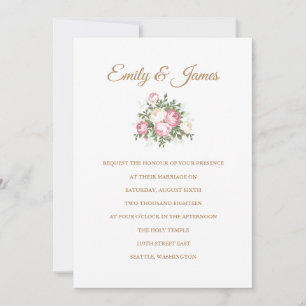 Convite de Casamento de Rosas Vintage
