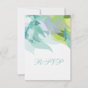 Convite De Casamento De RSVP Floral abstrato Teal