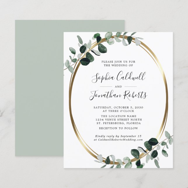 Convite de casamento de Sage RSVP do Site de Web d (Frente/Verso)