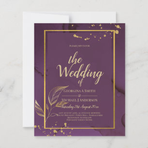 Convite de casamento DE SAÍDAS DOURADAS PROFUNDAS