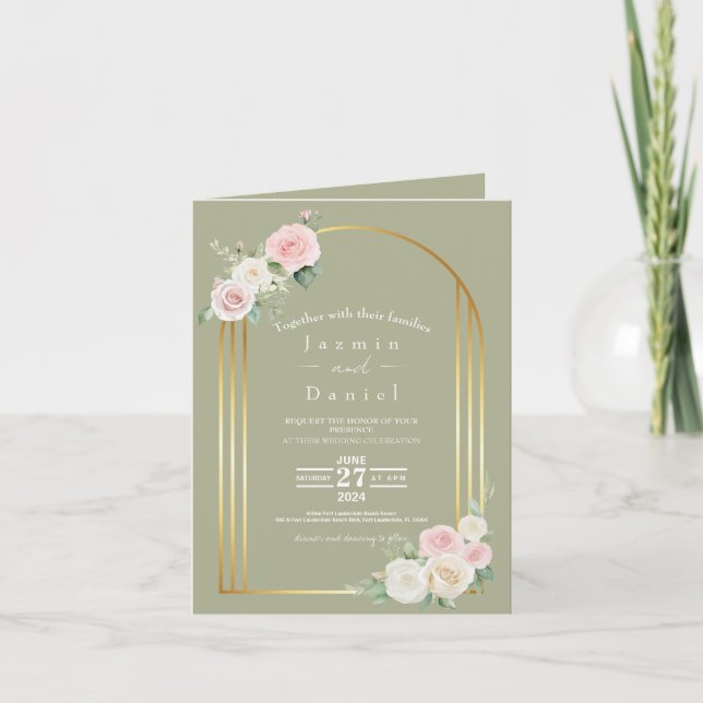 Convite De Casamento De Sangue Rosa E Branco E Suj (Frente)