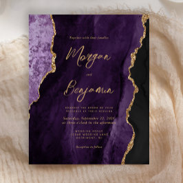 Convite de casamento de Script Agate Roxo do Orçam