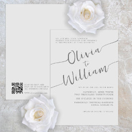Convite De Casamento De Script Chic Silver