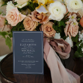 Convite De Casamento De Script Clássico Azul De Ma