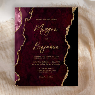 Convite de casamento de Script de Agate Dourado do