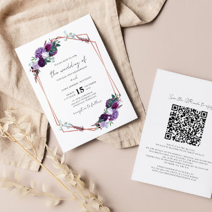 Convite de Casamento de Script de Código QR Floral