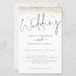 Convite de casamento de Script de Confetti Glitter